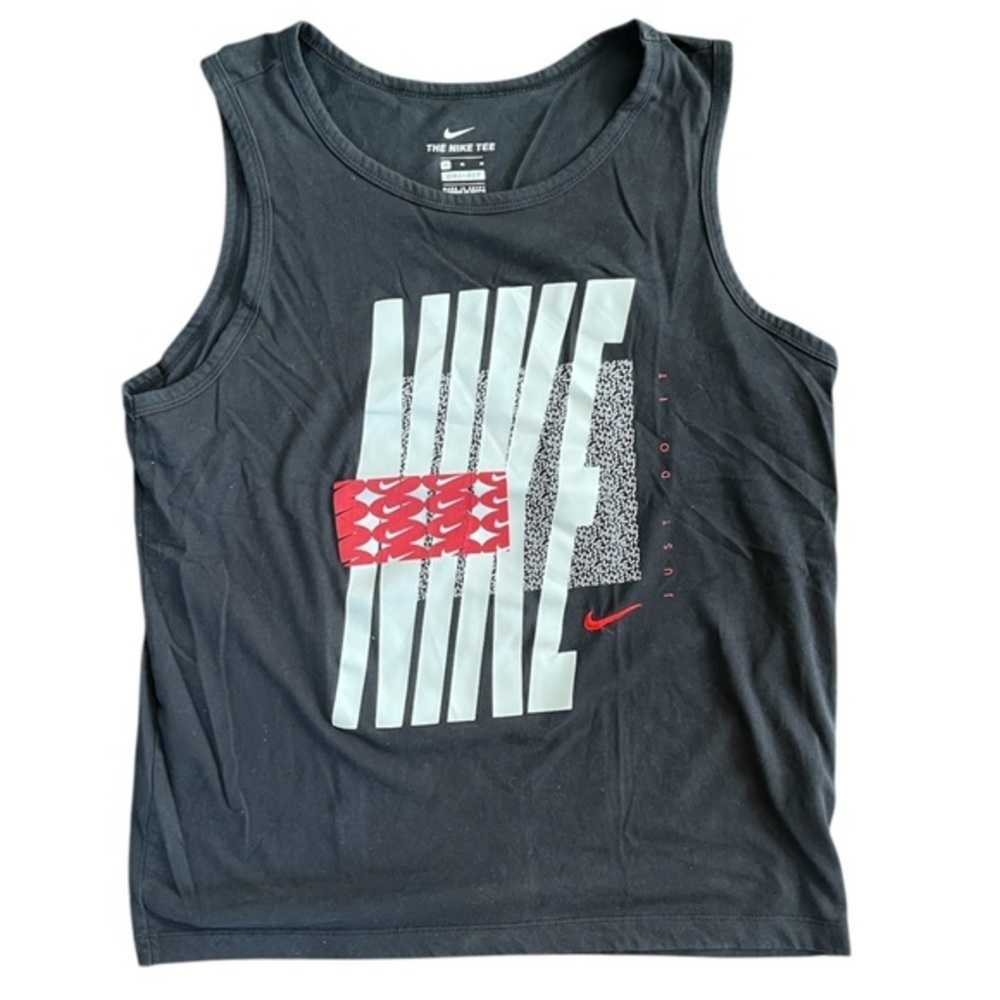 NIKE DriFit Black Red Logo Tank Top Swoosh Athleisure Sport‎ Size MEDIUM